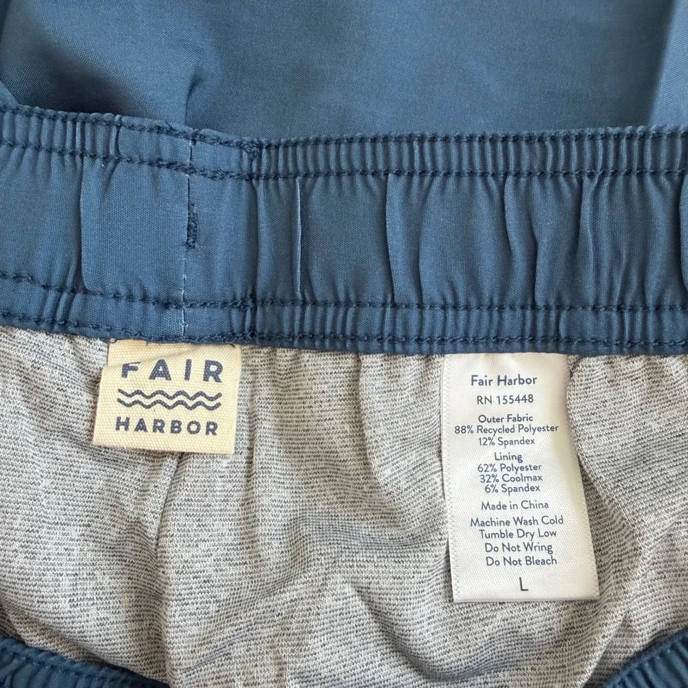 Fair Harbor Mastos Anchor Trunk Red Blue Stripe Men's Swim Large NWT